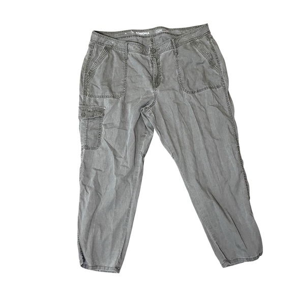 Sonoma Cargo Capri Pants Utility Pockets Olive Gray 18 - Picture 1 of 6